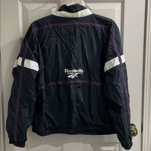 Retro Reebok bomber jacket, black and purple
